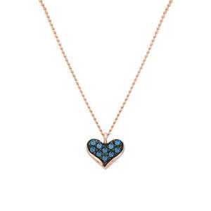 미니골드 14K [DIA] 아망 하트 청다이아 목걸이 NJUM4023D