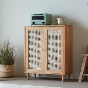 [에넥스]비엣 원목 라탄 800 낮은 수납장