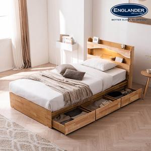 잉글랜더 프레첼 LED 원목 수납 침대(매트제외-SS)