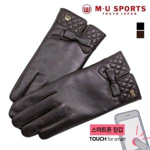 [M.U] 스마트터치 트임리본 발열안감 여성 가죽장갑 MH-42602