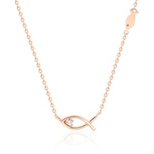 [비앤비골드] 18K 라인 큐빅 물고기 체인 목걸이 NPN28514