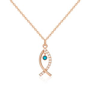 [비앤비골드] 18K 스톤라인 물고기 터키석 체인 목걸이 NPN28512