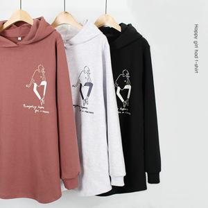 해피통통 빅사이즈 소녀나염 후드티 루즈핏 캐주얼한 여성티셔츠