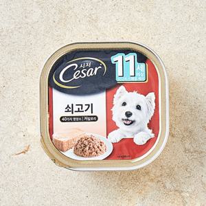 시저 11세 이상 쇠고기 캔 100g 강아지 사료