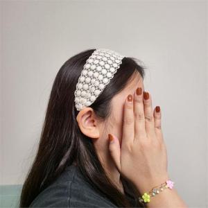 레이스 넓은 패턴 자수 포인트 머리띠 헤어밴드