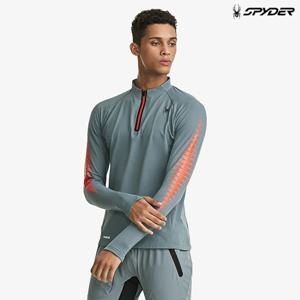 [스파이더] 남성 슬리브 패턴 러닝 하프 집업 티셔츠 SPGFCNRL232MKHA