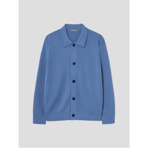 [로가디스] 세미 오버 핏 울 셔츠형 카디건 - 블루 (RY475AP14P)