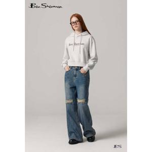 [벤셔먼]여성 2컬러 클래식 로고 엠브로이더리 벌륜핏 후드 BODTS992F