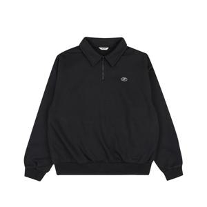 유니)자수 반집업 기모 맨투맨(오버핏) AO4WTS846-BK