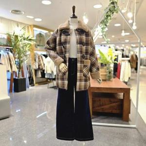 [멜로디가든]M4WBJ112_양털카라 체크떡볶이단추코트