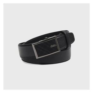 [베노베로]더비엠보 소가죽 흑유광 사선체크 자동벨트 블랙