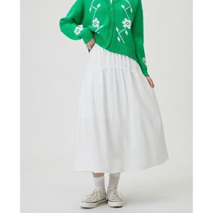 플라스틱아일랜드  (PR7WS163)  BEIGE 셔링 뒷밴딩 플레어 스커트