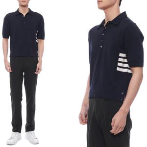 [톰브라운] 25SS 남성 사선 스트라이프 폴로 반팔 니트 (MKP135A Y3043 415 25S)