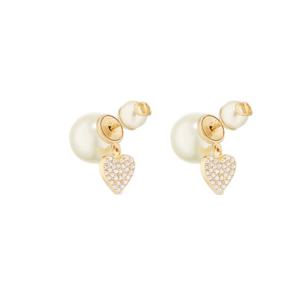[관세포함] 디올 트라이벌 하트 크리스탈 이어링 귀걸이 E4149WOMCY D03S (골드/화이트) PD480