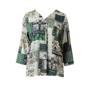 [와코루] WPA373WS 간절기 레이온 페이즐리나염 7부소매 여성상의 원피스 실내복