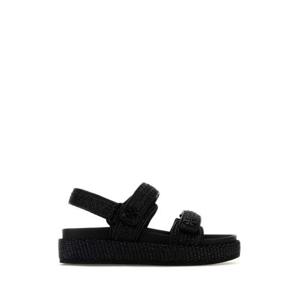 토리버치 여성 블랙 Kira 라피아 플랫폼 샌들 159919 001