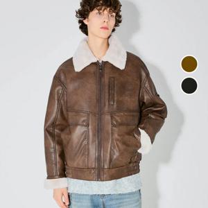 [버커루]남성 빈티지 레가시 카라 무스탕 점퍼 B244LI350P