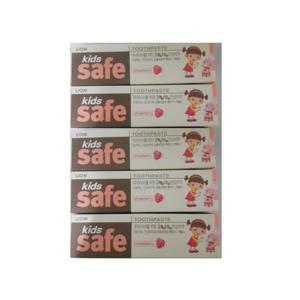 키즈세이프 치약 딸기향 90g 5개입 kidssafe 키즈치약 어린이치약 toothpaste 라이온코리아 라이온 LION 저불소 자일리톨 칼슘함유 무인공색소 무동물성원료 무파라벤