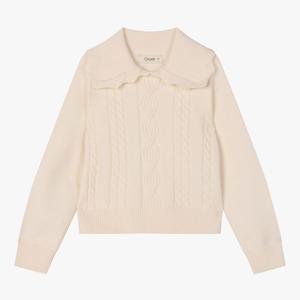 [치크]케이블 풀오버 + 체크 주름 스커트 스웨터 세트 상의 CKSV24W1G _NC해운대점