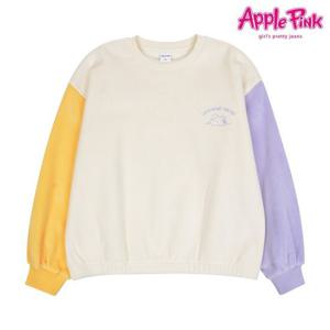 [애플핑크]벨로아골지 배색 크롭 맨투맨 (APK8R704GSI)