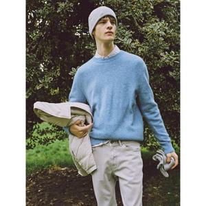 [로가디스] 알파카 혼방 레귤러 핏 헤어리 라운드 스웨터  스카이 블루 (RY5951P54Q)