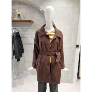 페이지플린  (F5CCT500) 카라넥 스웨이드 싱글 하프코트