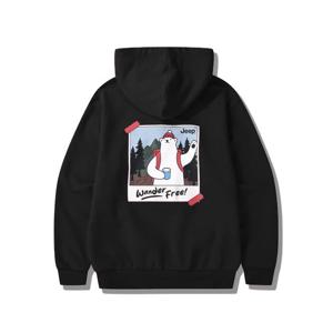 지프 남녀공용 베어 그래픽 하프넥 후드티 JP4THU213BK