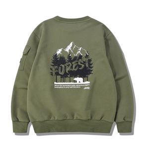 지프 남녀공용 FOREST 백프린팅 포켓 소매 포인트 맨투맨 JQ1TSU834KH