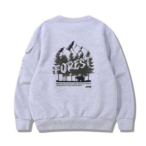 지프 남녀공용 FOREST 백프린팅 포켓 소매 포인트 맨투맨 JQ1TSU834MW