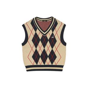 캉골조끼 CQK KPFW-KN18770NV 우먼스 아가일 니트 베스트 1877 네이비