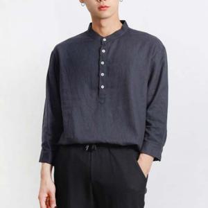 시원한 린넨 소재 반 오픈 빅사이즈 남성 긴팔 남방