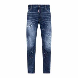 디스퀘어드 미디엄 레드 스팟 바이커 진 블루 남성 S74LB1735 S30664 470