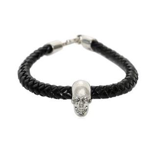 당일 알렉산더 맥퀸 스컬 우븐 가죽 팔찌