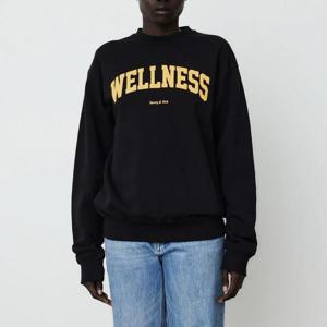 SPORTY&RICH 스포티앤리치 공용 블랙 웰니스 아이비 크루넥 맨투맨 CR463BK