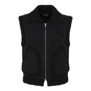 M 파리게이츠골프조끼 NQC 521C4SV152_BK [23 WINTER] 여성 부클 믹스 카라 니트 베스트