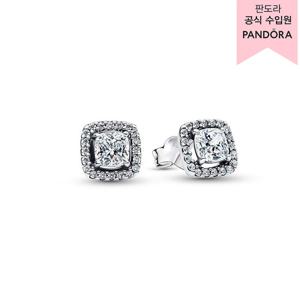 [판도라(주얼리)][백화점 보증서 제공] 스파클링 스퀘어 헤일로 스터드 이어링 293551C02