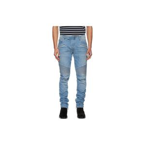 25 FW 발망 남성 블루 바이커 슬림 핏 데님 진 252251M186006