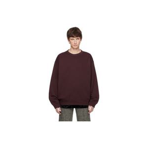 드리스반노튼 스웨트셔츠 버건디 코튼 스웨트셔츠 242358M204017