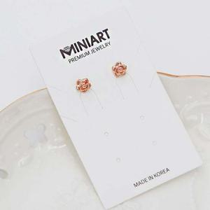 14K GF 골드필드 핀 장미 귀걸이 퓨어로즈