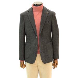 [바쏘]FW  차콜 그레이  고급순모100  헤링본 짜임 싱글 자켓KBGZDJS29K