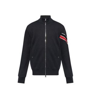 25 FW 몽클레어 로고 패치 지퍼 클로저 스웨트셔츠 네이비 J20918G0000189A8F