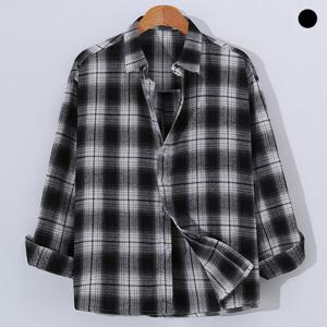[후앙스] 루즈핏 하이틴 블랙 체크 셔츠 HKST3005