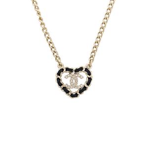 [엘러브] 새상품 샤넬 25B 체인 하트CC로고 네크리스 블랙 샴페인골드 5ET1854