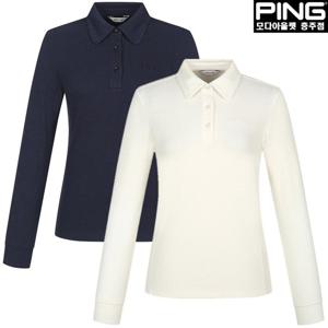 [핑]여성 조직감 카라 긴팔 티셔츠 121D3TO181_NW_CJ