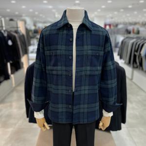 [지오지아]오버핏 울혼방 체크패턴 셔켓_ABE4WC3106_CGN_DG