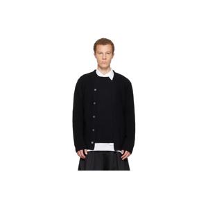 25 FW 꼼데가르송 남성 블랙 우스티드 울 하프 가디건 252347M200000