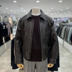 [지오지아]비건레더 트러커 가죽자켓_AAG1JJ1102_BR_DG