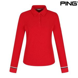 [핑]여성 자가드 카라 긴팔 티셔츠 121D4TO351_RE_CJ