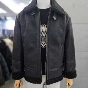 [바쏘]남자 블랙 양가죽 배색 무스탕 점퍼 WSAFZ4UA47B