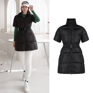 럭스골프 여성 숏 슬리브 벨트 하프 패딩 점퍼 MDG25W804W